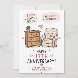 Agradecimiento Tarjeta de aniversario divertida 'La madera siempr