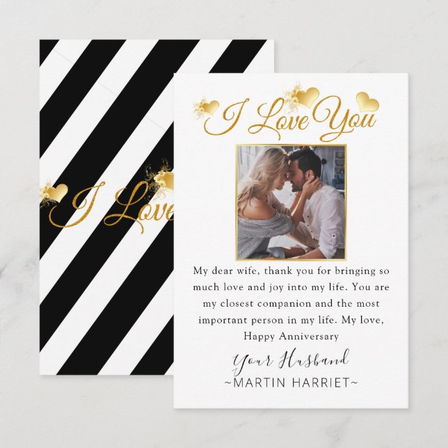 Agradecimiento Tarjeta de aniversario Minimal Photo Te Amo para e (Anverso / Reverso)