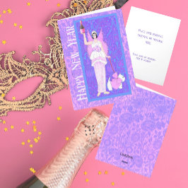 Agradecimiento Tarjeta de Año Nuevo Art Nouveau Westig Dog Pink P