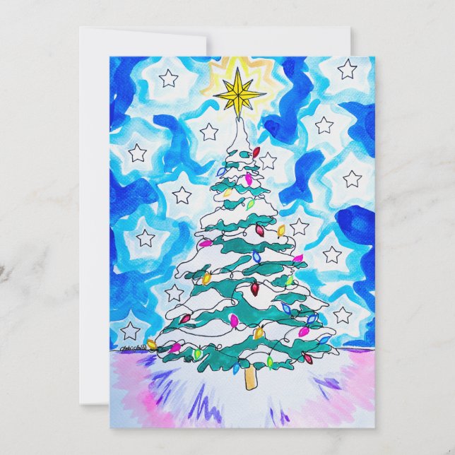 Agradecimiento Tarjeta de árbol de Navidad (Anverso)