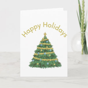 Agradecimiento Tarjeta de árbol de Navidad con Felices Fiestas en