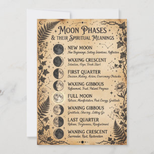 Agradecimiento Tarjeta de Arte de Fases Lunares al Estilo Vintage