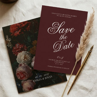 Agradecimiento Tarjeta de aviso de boda floral temperamental burd