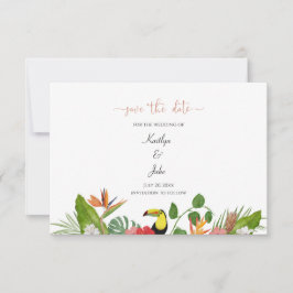 Agradecimiento Tarjeta de aviso de fecha de boda floral tropical