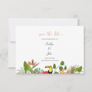 Agradecimiento Tarjeta de aviso de fecha de boda floral tropical
