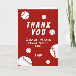 Agradecimiento Tarjeta de béisbol Gracias Entrenador Rojo