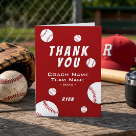 Agradecimiento Tarjeta de béisbol Gracias Entrenador Rojo