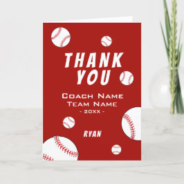 Agradecimiento Tarjeta de béisbol rojo Coach