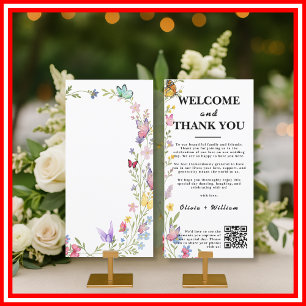 Agradecimiento Tarjeta de Bienvenida Floral Boho Wildflower Boda 