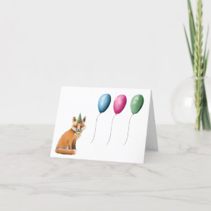 Agradecimiento Tarjeta de bienvenida Happy Birthday Fox y Balloon