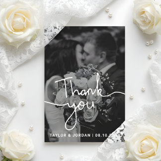 Agradecimiento Tarjeta de boda con foto personalizada con guión m