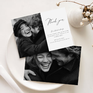 Agradecimiento Tarjeta de Boda con Foto y Letra Moderna Minimalis