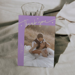 Agradecimiento Tarjeta de boda con guión moderno corazón glicina 