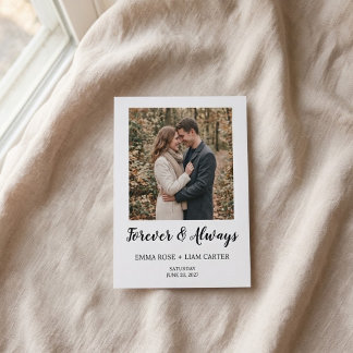 Agradecimiento Tarjeta de boda con letra simple moderna Forever &