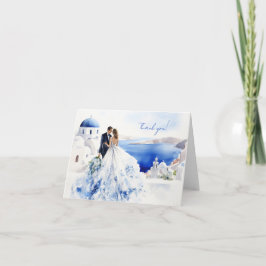 Agradecimiento Tarjeta de boda con pintura de acuarela de Santori