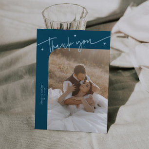 Agradecimiento Tarjeta de boda Corazón Escritura Moderna Turquesa