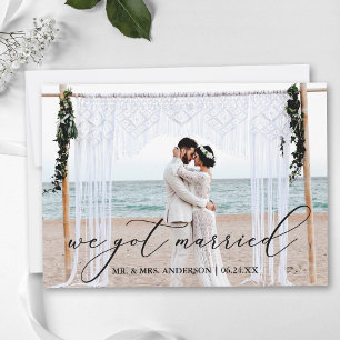 Agradecimiento Tarjeta de boda de foto de casados Caligrafía
