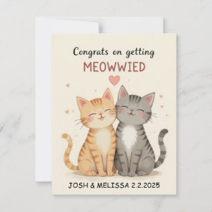 Agradecimiento Tarjeta de boda de gatos lindos, Felicitaciones co