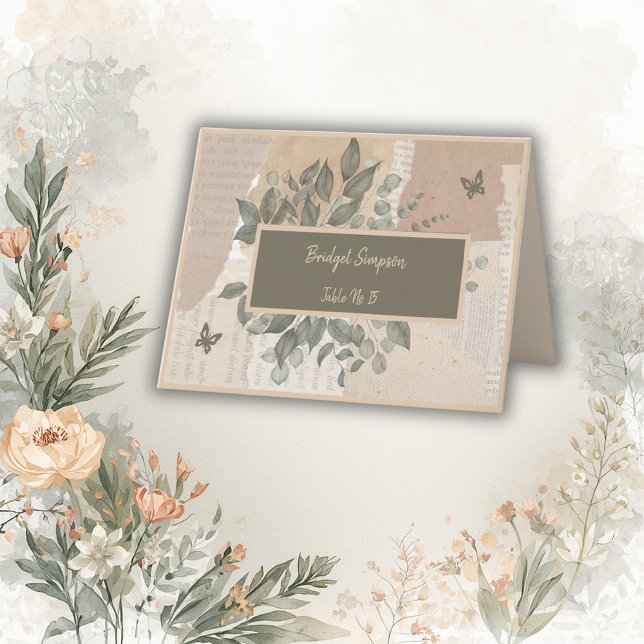 Agradecimiento tarjeta de boda de invitados boho moda verde (Subido por el creador)