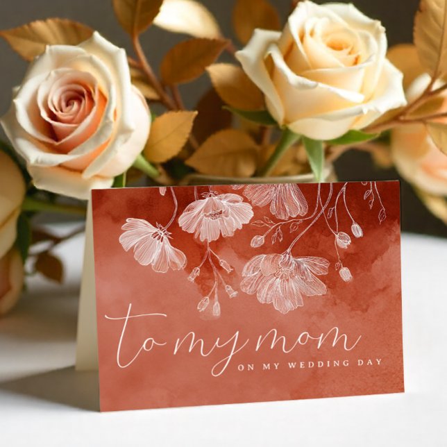 Agradecimiento Tarjeta de boda de terracota con flores – Para mi  (To My Mom Wedding Day Card)