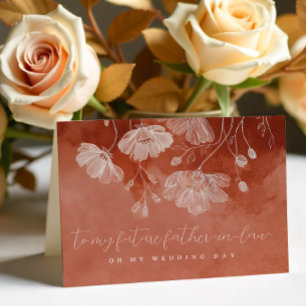 Agradecimiento Tarjeta de boda floral oxidada para futuro suegro