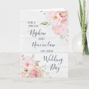 Agradecimiento Tarjeta de boda floral rústica para sobrino y cuña