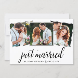 Agradecimiento Tarjeta de Boda fotográfica "Calligraphy Just Marr