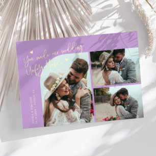 Agradecimiento Tarjeta de boda inolvidable de limón wisteria con 