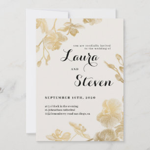 Agradecimiento Tarjeta de boda Orquídea Dorada