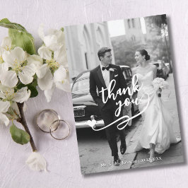 Agradecimiento Tarjeta de bodas con foto y corazón de guión moder
