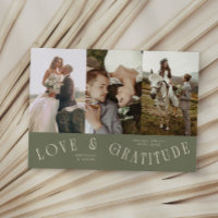 Tarjeta de Bodas con Varias Fotos Verde Menta "Amo