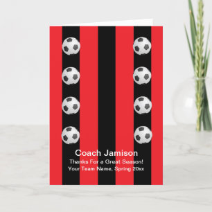 Agradecimiento Tarjeta de bolas de fútbol para entrenador, rojo/n