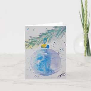 Agradecimiento Tarjeta de bolas para Navidades de color azul