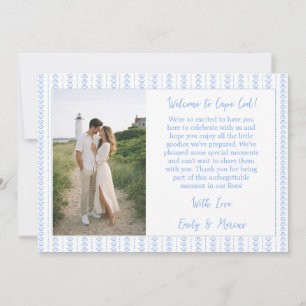 Agradecimiento Tarjeta de bolsa de bienvenida de boda azul con co