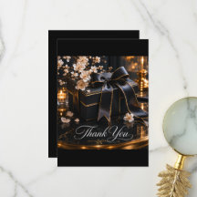 Tarjeta de caja de regalo de oro negro | Agradecim