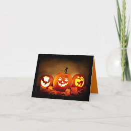 Agradecimiento Tarjeta de calabazas talladas en Halloween