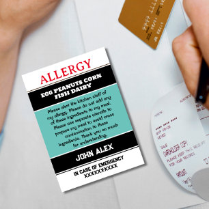 Agradecimiento Tarjeta de Chef de Alerta de Alergia Personalizada