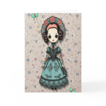 Tarjeta de Chica con tatuaje de bonito sin texto