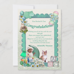Agradecimiento Tarjeta de Chica de Recién nacido de felicitacione