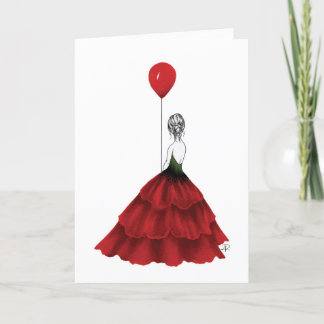 Agradecimiento Tarjeta de chica moderna ilustrada en rojo y negro