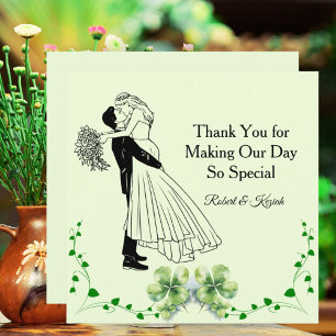 Agradecimiento Tarjeta de compromiso floral verde pastel suave   