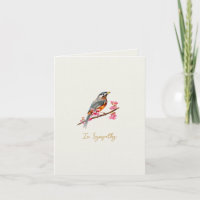 Tarjeta de condolencias elegante con pájaro Robin 