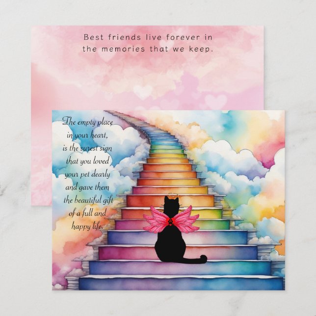 Agradecimiento Tarjeta de condolencias por la pérdida de un gato  (Anverso / Reverso)