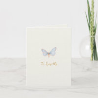 Tarjeta de condolencias simple de mariposa azul co