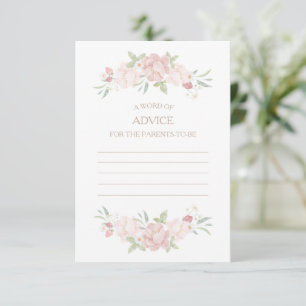 Agradecimiento Tarjeta de consejos para baby shower floral rosado