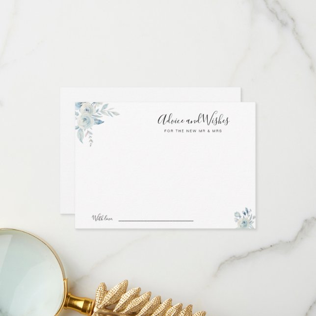 Agradecimiento tarjeta de consejos y deseos para las flores azule (Anverso/Reverso In Situ)