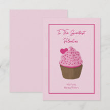 Tarjeta de corazón de cupcake de San Valentín para