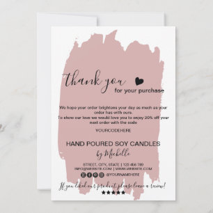 Agradecimiento Tarjeta de cuidado de velas Gracias Tarjeta Añadir