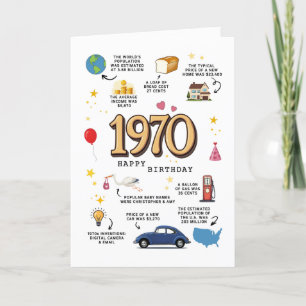 Agradecimiento Tarjeta de cumpleaños 1970 para papá o mamá