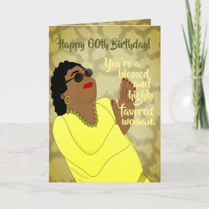 Agradecimiento Tarjeta de cumpleaños 60 de moda para mujer afroam
